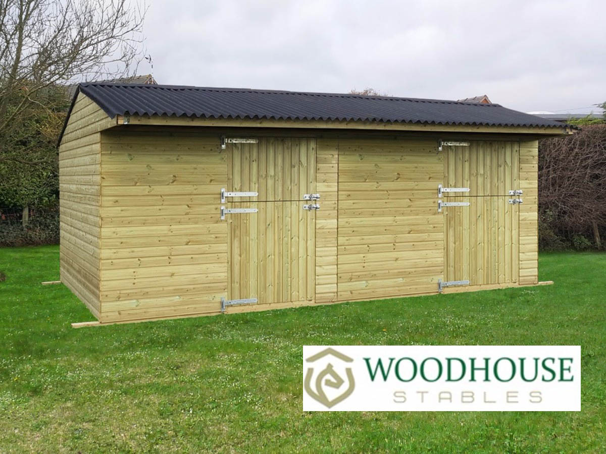 Double Mobile Stables - 10x20 with Woodhouse Stables Logo